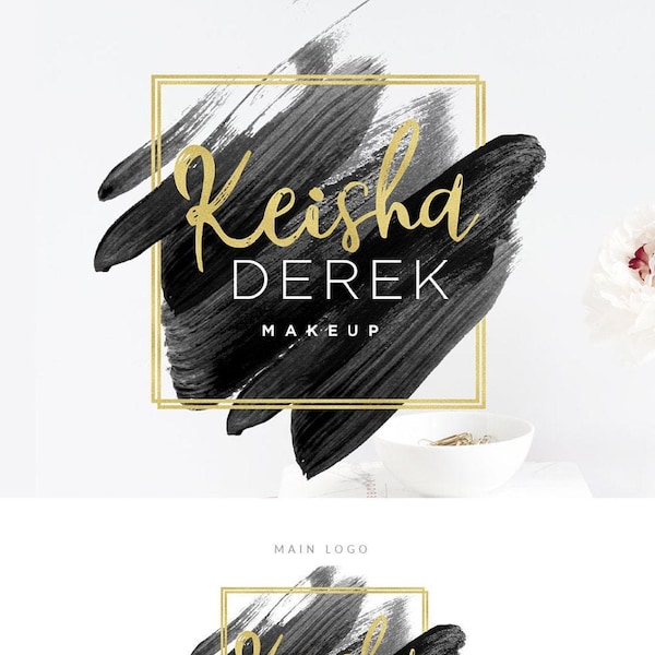 Makeup Artist Logo, Gold Makeup Logo, Black and Gold Logo, Boutique Logo, Hairstylist Logo, Interior Design Logo, Event Planning Logo