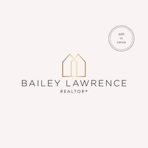 Logotipo de agente inmobiliario de oro, plantilla de logotipo de Canva, logotipo de bienes raíces de oro rosa, marca inmobiliaria moderna, logotipo de diseño de interiores, logotipo de la casa