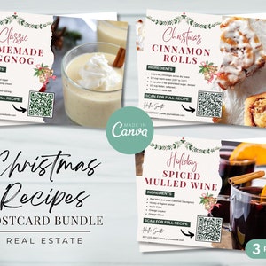 Grundbesitz-Weihnachtsrezept-Postkarten-Bundle | Weihnachts-Rezept Postkarte Vorlage | Grundbesitz Landwirtschaft | Makler | Leinwand