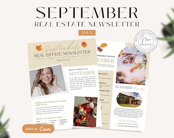 September Real Estate Newsletter 2026 | Canva Template | Fall Marketing