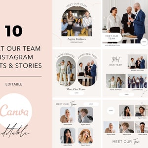 10 Meet Our Team Real Estate Instagram Posts, Meet The Team Instagram Posts, Real Estate Marketing, Real Estate Instagram Templates