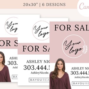 Blush Real Estate For Sale Sign Template, 20x30 Canva Design