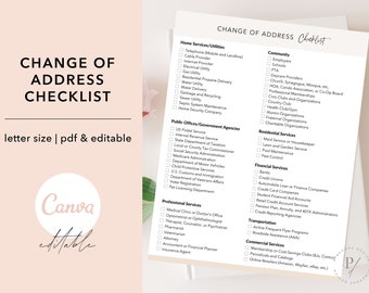 Real Estate Change of Address Checklist, Moving Checklist (PDF & Canva)