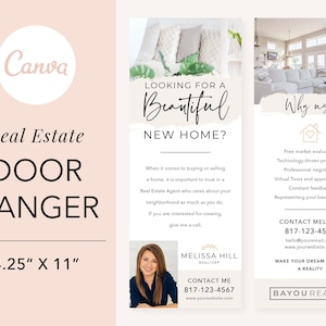 Sjabloon deurhanger makelaar, digitaal bestand, canvas sjabloon deurhanger, deurhanger onroerend goed, marketing makelaar