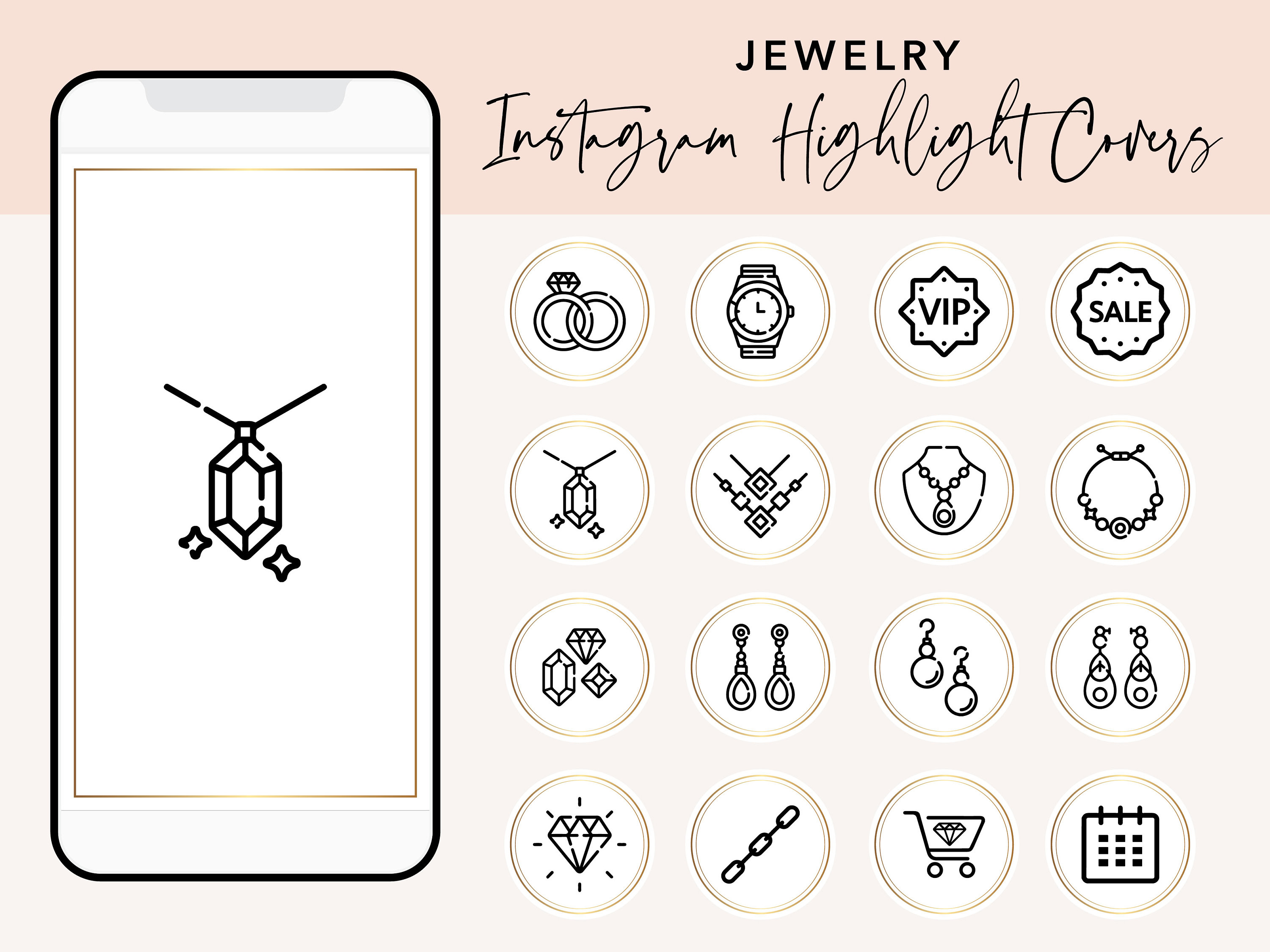 Black Gold Jewelry Instagram Highlights Gold Instagram Story Etsy