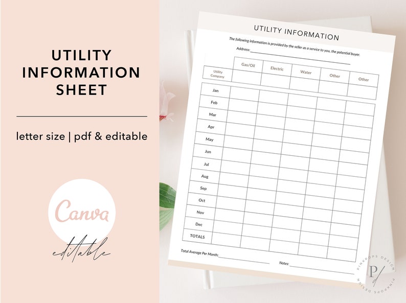 Utility Information Sheet Real Estate Marketing Utility Etsy