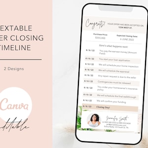 Textable Buyer Closing Timeline, Mobile Under Contract Timeline, Real Estate Marketing, Buyer Closing Timeline