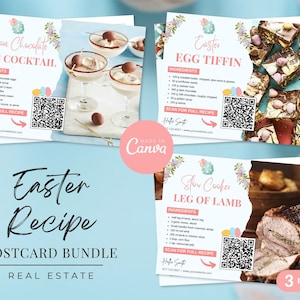 Pacchetto di cartoline con ricette pasquali immobiliari, modello di cartolina con ricette pasquali, agricoltura immobiliare, marketing immobiliare, volantino immobiliare