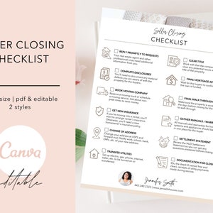 May include: A checklist for sellers closing on a house. The checklist includes items such as replying promptly to requests, completing disclosures, booking a moving company, getting new insurance, changing your address, transferring utilities, clearing the title, final mortgage approval, final walk-through, gathering manuals and warranties, settlement statement, and documentation for closing.