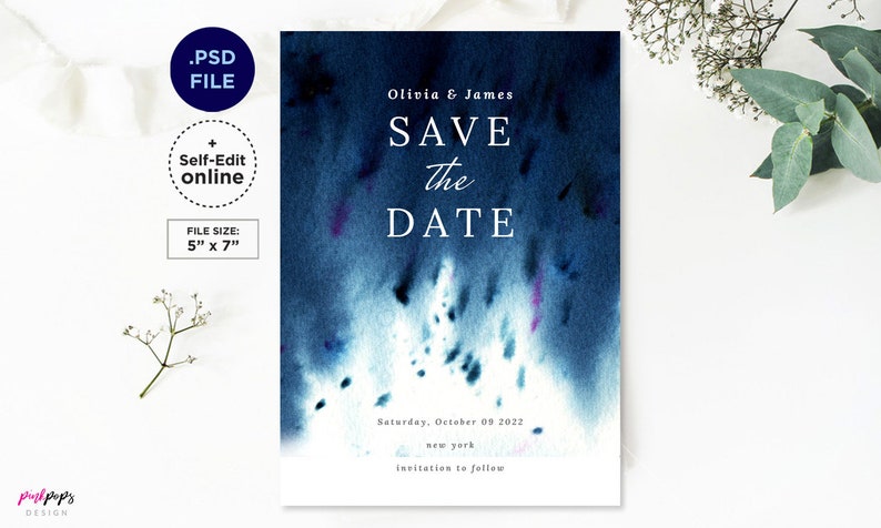 Download Navy Save The Date Template Instant Download Psd Template Etsy