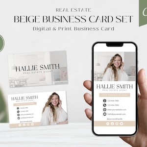 Real Estate Business Card Template Set | Real Estate Marketing | Realtor Business Card | Editable Business Card | Digital Business Card