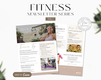Fitness Coach Newsletter Series, Canva Template (Digital Download)