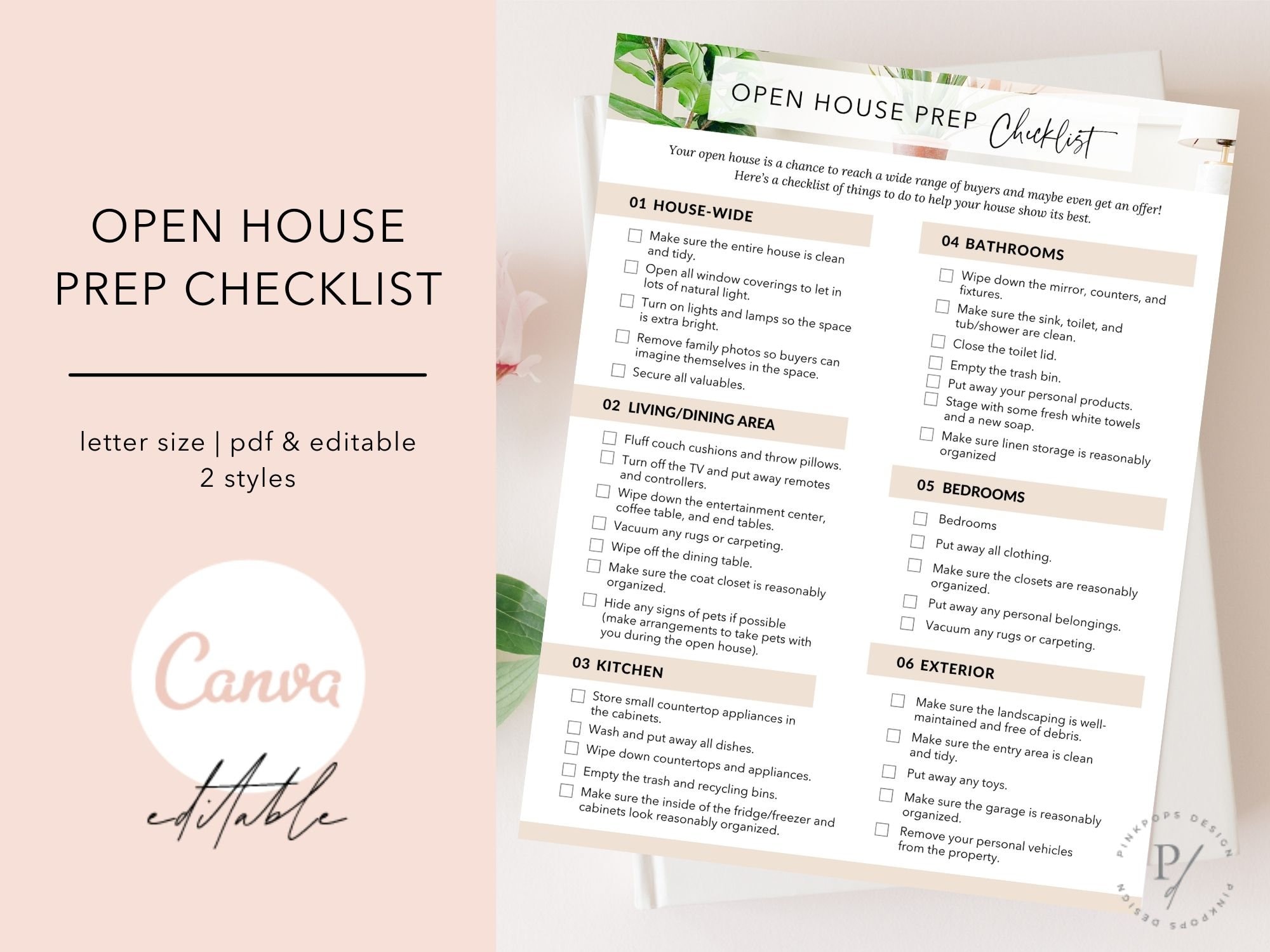 Open House Prep Checklist, Real Estate Marketing, Showing Prep Checklist, Real Estate Checklist, Open House Marketing