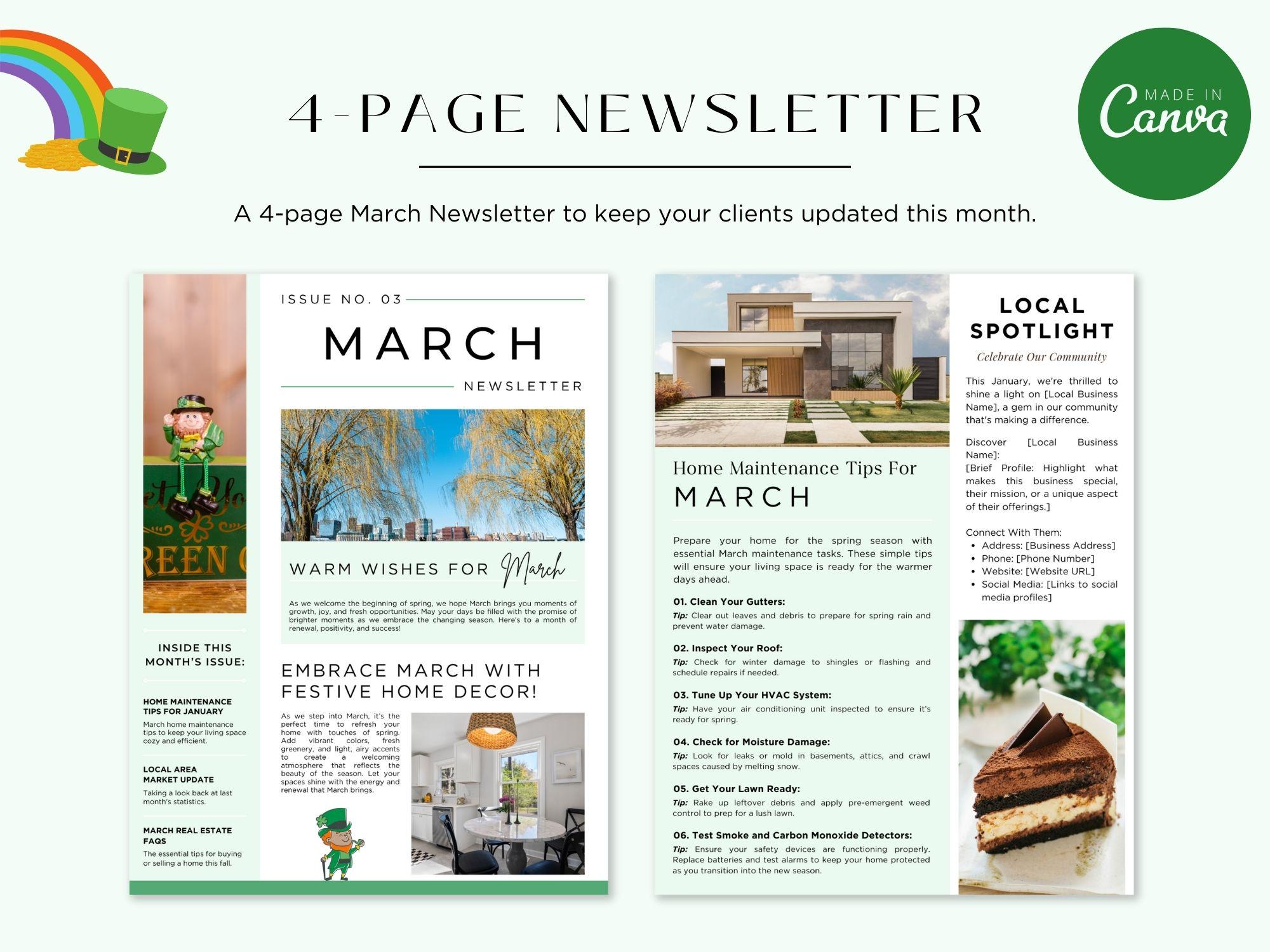 Real Estate March 2025 Newsletter Template (canva Editable) - Etsy