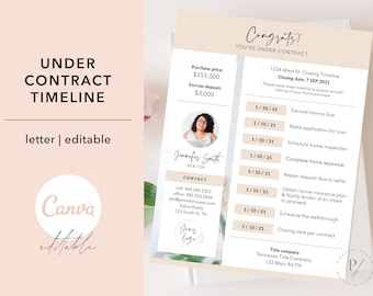 Cronología de contratos inmobiliarios, folleto editable (plantilla de Canva)