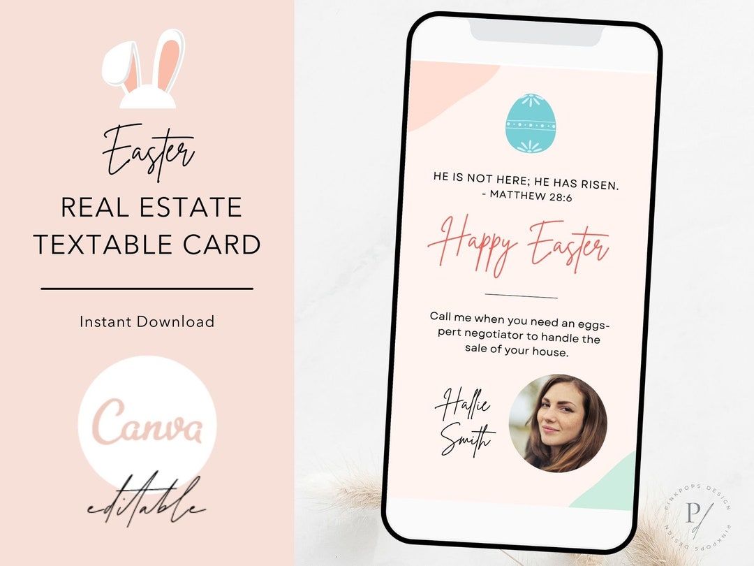 He Has Risen Digital Easter Card, Textable Real Estate Happy Easter