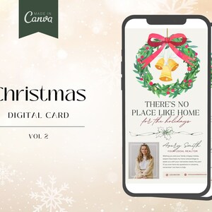 Digitale Weihnachtskarte, Kein Ort wie zu Hause, Digitale Weihnachtskarte, Textbare Weihnachtskarte, Winter-Immobilienmarketing
