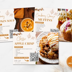 Grundbesitz-Herbstrezept-Postkarten-Set | Herbst Rezept Postkarte Vorlage | Grundbesitz Landwirtschaft | Makler | Canva Vorlage