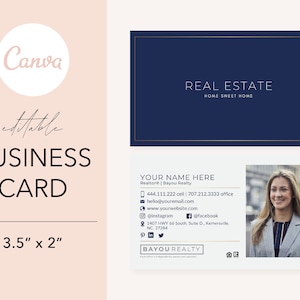 Carte de visite pour agent immobilier, Modèle de Carte de visite pour agent immobilier, Modèle de carte de visite Canva