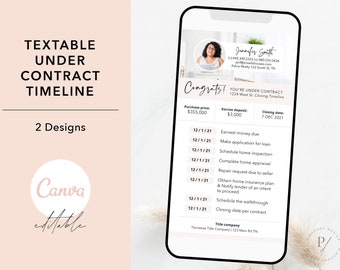 Textable Under Contract Timeline, Under Contract Real Estate Template, Real Estate Marketing, Real Estate Text Message Marketing