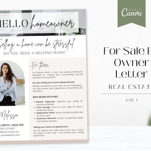Carta de venta por propietario de bienes raíces / Carta de venta por propietario / Marketing inmobiliario / Carta de agricultura inmobiliaria / Marketing por propietario / Folleto de venta por propietario