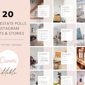20 Real Estate Polls Instagram Posts, Real Estate Polls Engagement Posts, Real Estate Social Media, Real Estate Instagram Templates