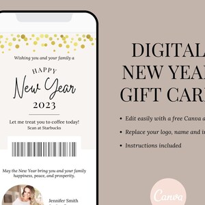 Carte-cadeau numérique pour le Nouvel An, Carte-cadeau texte de bonne année, Marketing immobilier, Carte-cadeau agricole pour l'immobilier, Carte-cadeau pour café-immobilier