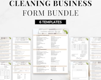 Cleaning Business Form Bundle, Editable Templates (Canva)