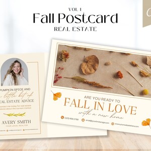 Herbst-Immobilien-Postkarte, Herbst-Immobilien-Postkarte, verlieben Sie sich in ein neues Zuhause, Halloween-Postkarte, Herbst-Mailer,