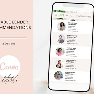 Real estate lender recommendations template