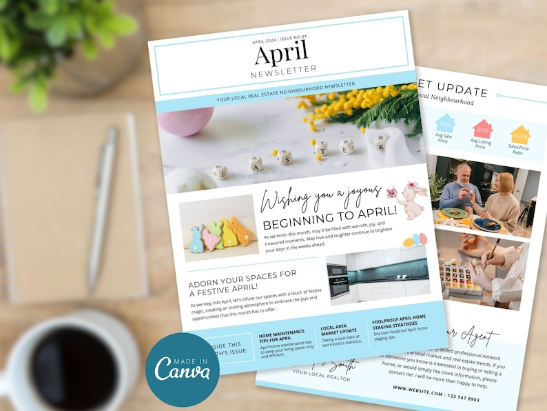 Real Estate Monthly Newsletter Bundle, Canva Template - Etsy