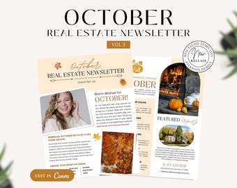 October Real Estate Newsletter 2026 | Canva Template | Fall Marketing