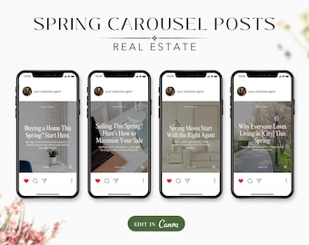 Grundbesitz Frühling Instagram Karussell Posts Vorlage | Digitaler Download