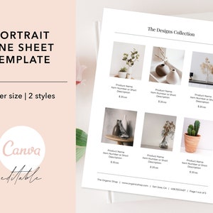 Line Sheet Canva Template, Minimal Product Sales Sheet, Wholesale Catalog, Portrait Line Sheet, 2 Layout Options