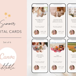 Tarjetas digitales de verano, marketing inmobiliario de verano, marketing de verano, tarjeta de texto de verano para agentes inmobiliarios