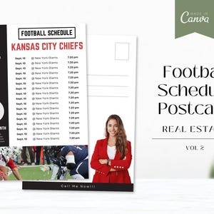 Real Real Realty Football Spielplan Postkarte | Fußball Saison Spielplan | Wohnungssuche Postkarte | Grundbesitz Landwirtschaft | Makler Mailer