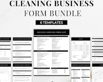 Cleaning Business Form Bundle, Editable Templates (Canva)