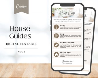 Guide textuel de la maison Airbnb, modèle Canva (téléchargement numérique)