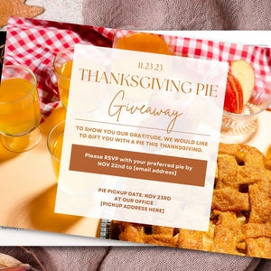 Thanksgiving Pie Giveaway Real Estate Postcard, Real Estate Fall Marketing, Real Estate Thanksgiving Postcard, Real Estate Fall Mailer