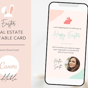 Hopping To Wish You Happy Easter Real Estate Digital Easter Card, Textable Real Estate Easter Card, Happy Easter, Real Estate Easter