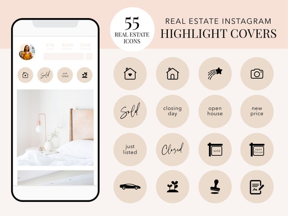 55 Tan Real Estate Instagram Highlights Beige Real Estate | Etsy