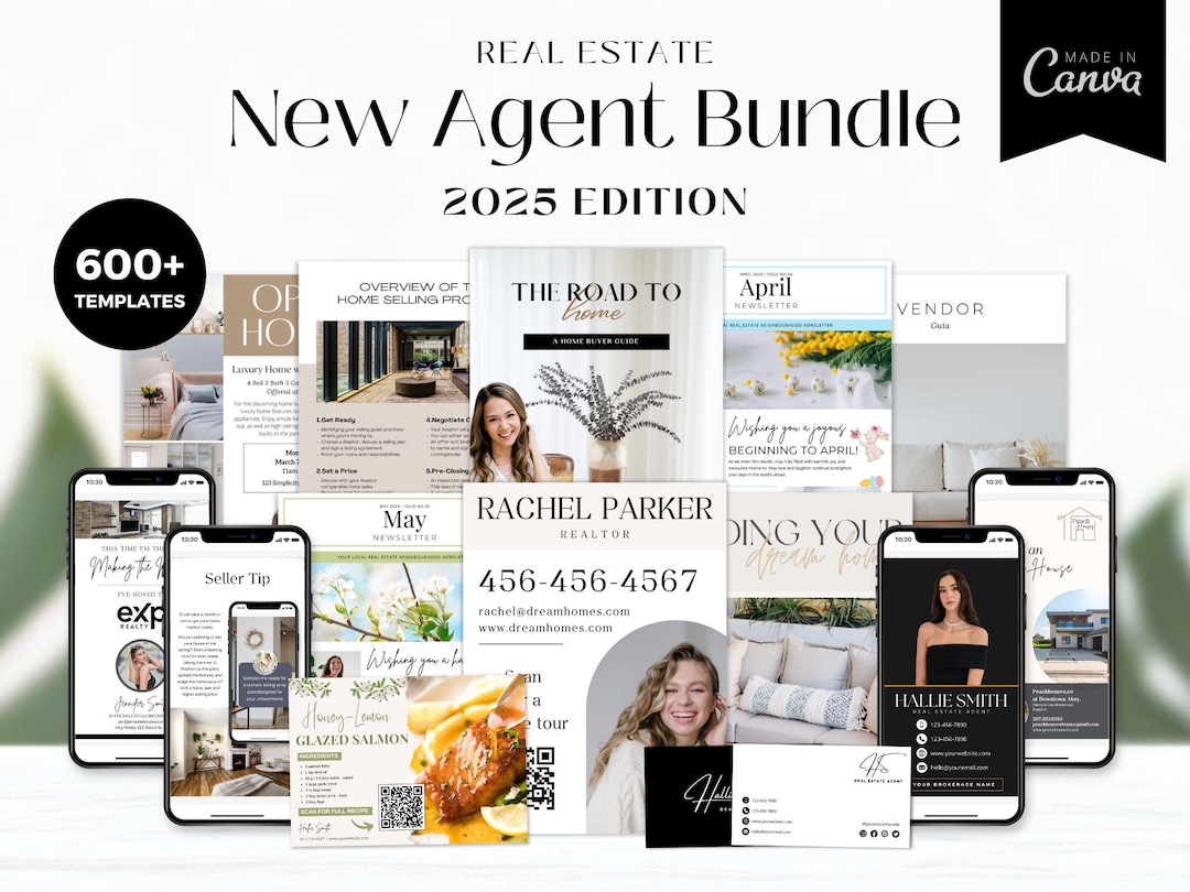 Real Estate New Agent Marketing Bundle | 600+ Canva Templates (digital ...