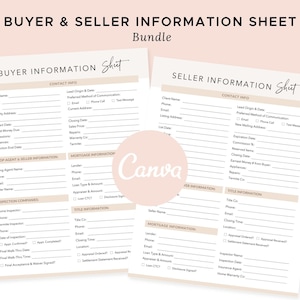 Buyer & Seller Information Sheet Bundle, Real Estate Marketing, Real Estate Questionnaire, Client Lead Intake Form Bundle