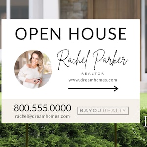 Modern Open House Sign Template, Real Estate Open House Sign, Open House Yard Sign Template, Canva Open House Sign Template