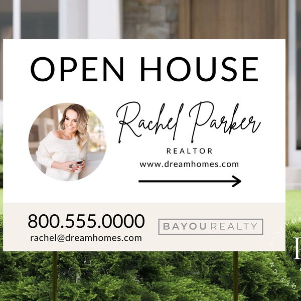 Modern Open House Sign Template, Real Estate Open House Sign, Open House Yard Sign Template, Canva Open House Sign Template