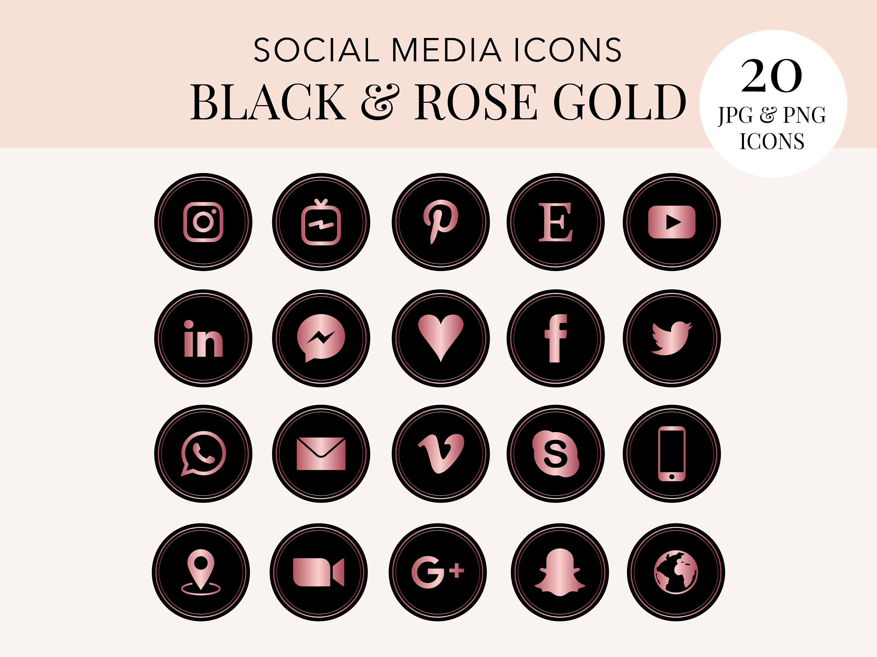 Rose Gold Social Media Icons PNG Social Media Icons Social -  Portugal