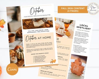 October 2026 Real Estate Newsletter | 4 Pages | Fall Marketing (Canva)