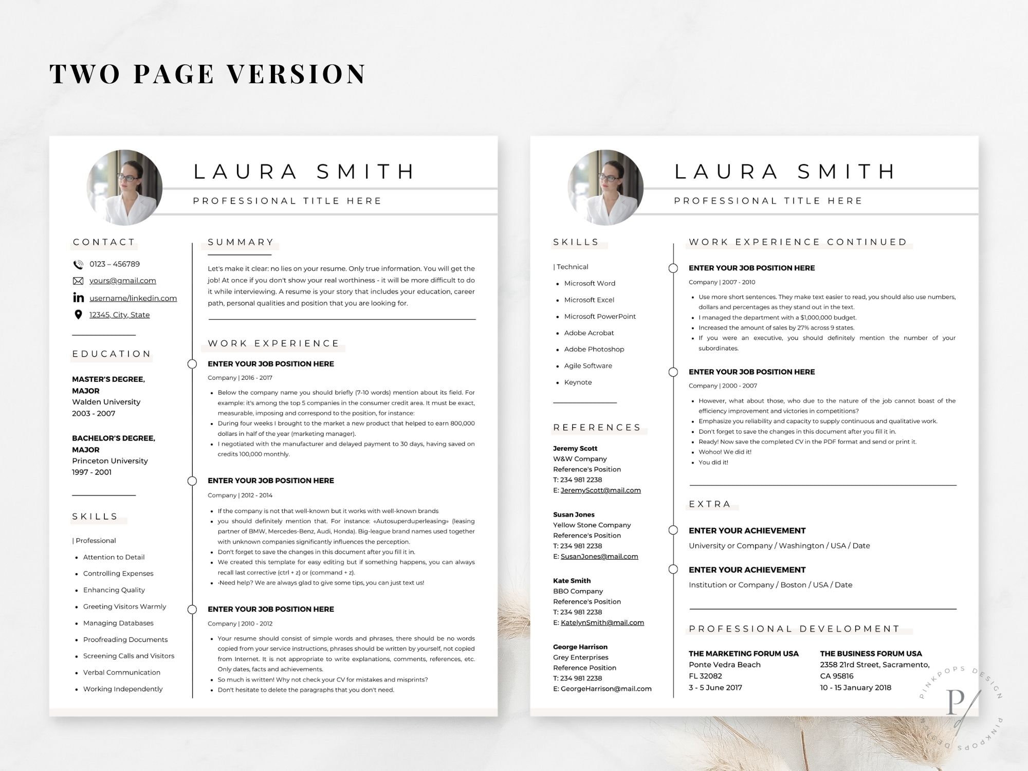 Sample Resume Layout Design Minimalist Resume Template, Modern Professional Design (canva Template ...