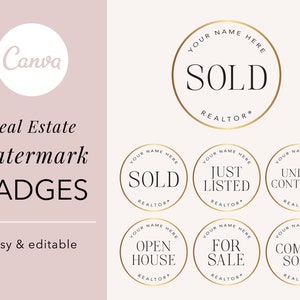 Real Estate Watermarks, Real Estate Badges, Realtor Logo, Sold Watermark, Just Listed Realtor Watermark, Open House Watermark