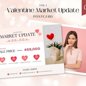 バレンタイン不動産市場最新情報ポストカード、バレンタイン不動産業者ポストカード、不動産バレンタインポストカード、不動産見込み客向けメール